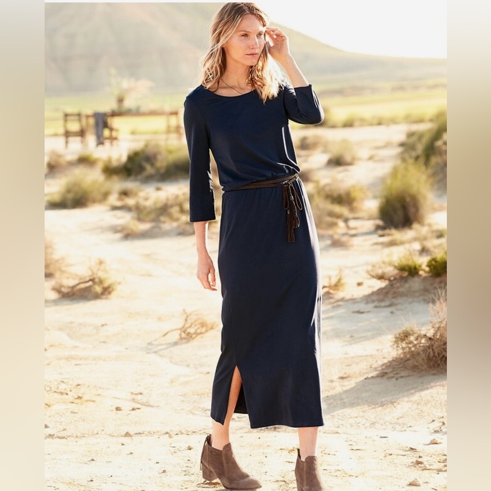 Garnet Hill Black Dress 3/4 sleeve Size Small